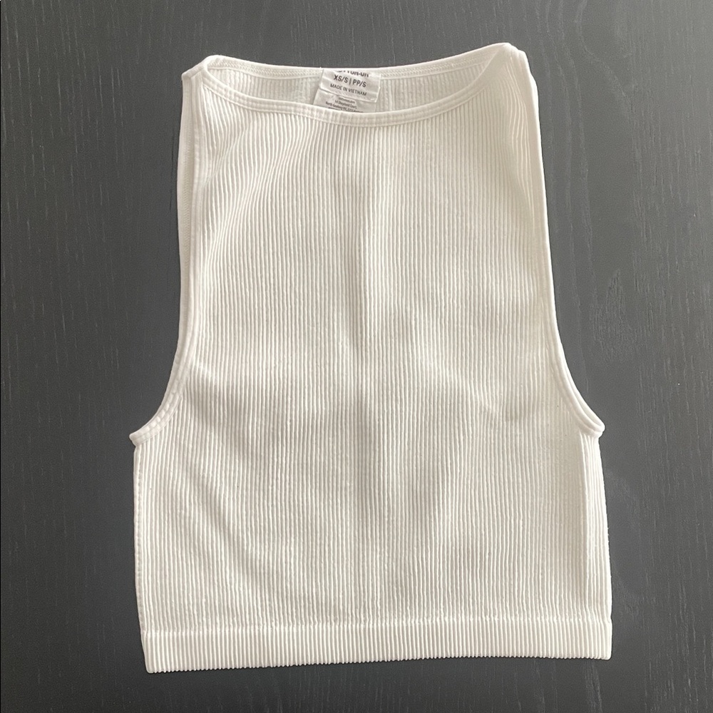 Cotton On White Ribbed Cropped Tank Top